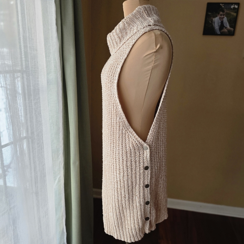 Free People Cream Open Side Button Detail Sweater Dress/Jumper, Size M